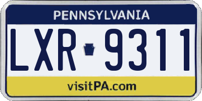 PA license plate LXR9311