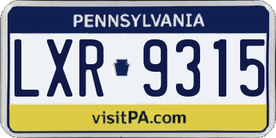 PA license plate LXR9315
