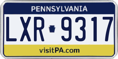 PA license plate LXR9317