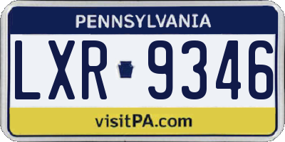 PA license plate LXR9346