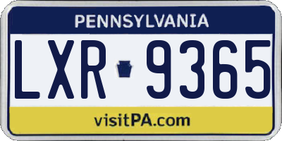 PA license plate LXR9365