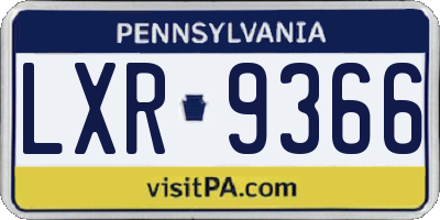 PA license plate LXR9366
