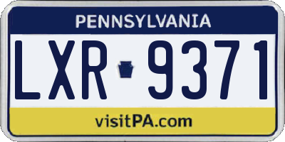 PA license plate LXR9371
