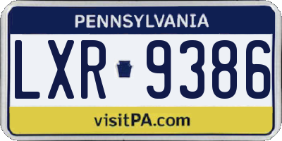 PA license plate LXR9386
