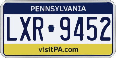 PA license plate LXR9452