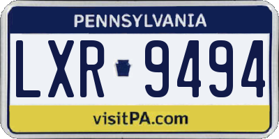 PA license plate LXR9494