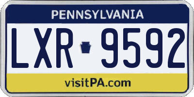 PA license plate LXR9592