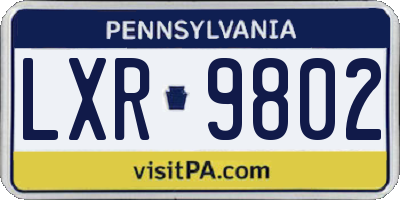 PA license plate LXR9802