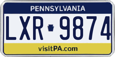 PA license plate LXR9874