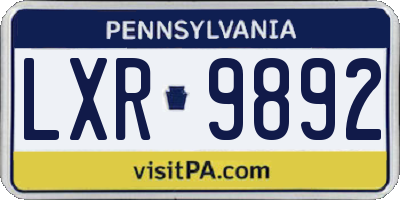 PA license plate LXR9892