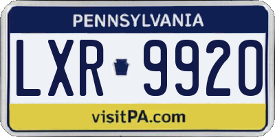PA license plate LXR9920
