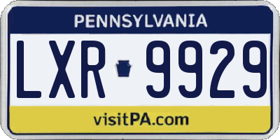 PA license plate LXR9929