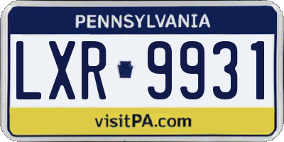 PA license plate LXR9931