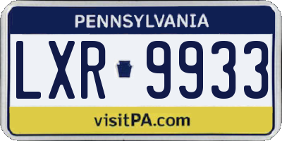 PA license plate LXR9933