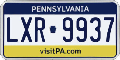 PA license plate LXR9937