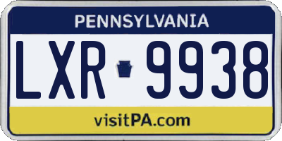 PA license plate LXR9938