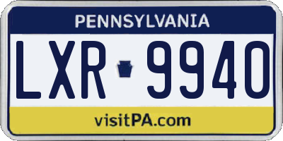 PA license plate LXR9940