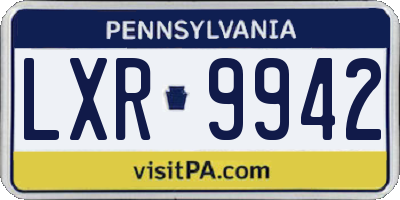 PA license plate LXR9942