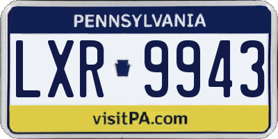 PA license plate LXR9943
