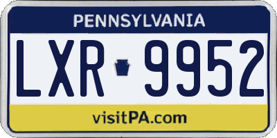 PA license plate LXR9952
