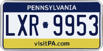 PA license plate LXR9953