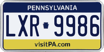 PA license plate LXR9986