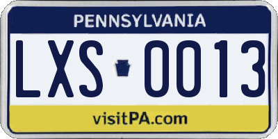 PA license plate LXS0013