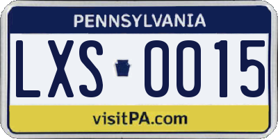 PA license plate LXS0015