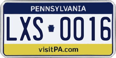 PA license plate LXS0016