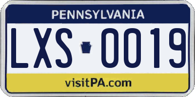 PA license plate LXS0019