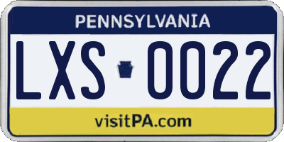 PA license plate LXS0022