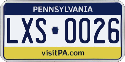 PA license plate LXS0026