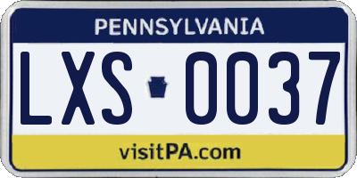 PA license plate LXS0037
