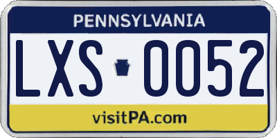 PA license plate LXS0052