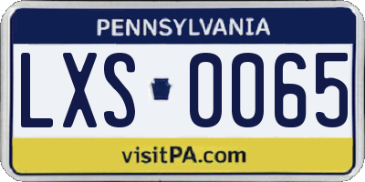 PA license plate LXS0065