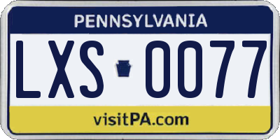 PA license plate LXS0077