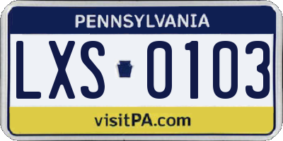 PA license plate LXS0103