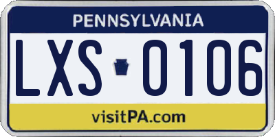 PA license plate LXS0106