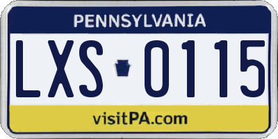 PA license plate LXS0115