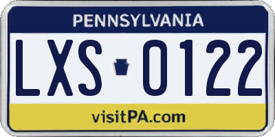 PA license plate LXS0122