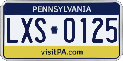 PA license plate LXS0125