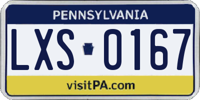 PA license plate LXS0167