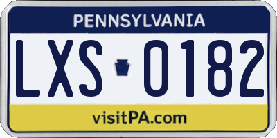 PA license plate LXS0182