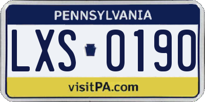 PA license plate LXS0190