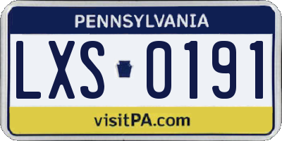 PA license plate LXS0191