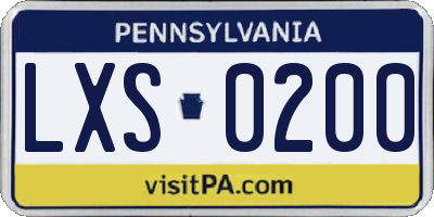 PA license plate LXS0200
