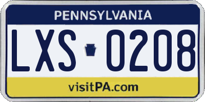 PA license plate LXS0208