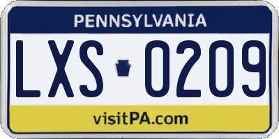 PA license plate LXS0209
