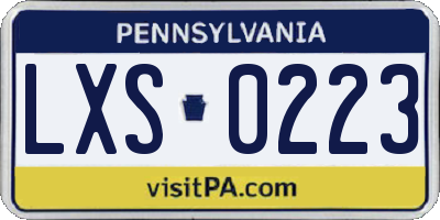PA license plate LXS0223