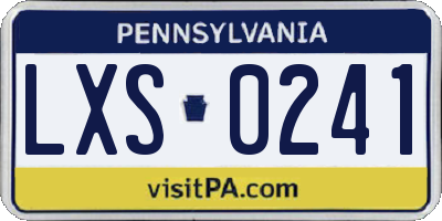 PA license plate LXS0241
